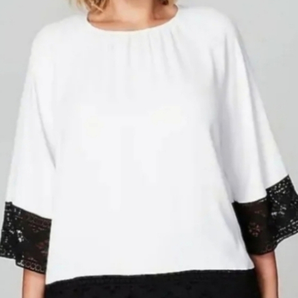J. Jill Tops - Christian Siriano Boxy White and Black Blouse